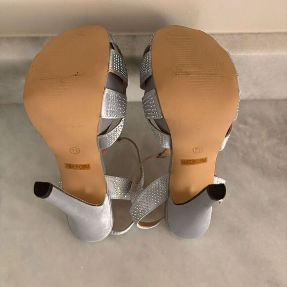 Eye Candie Celine 86 Slingback Platform High Heel Dress Pumps Light Silvery Blue - Picture 5 of 5